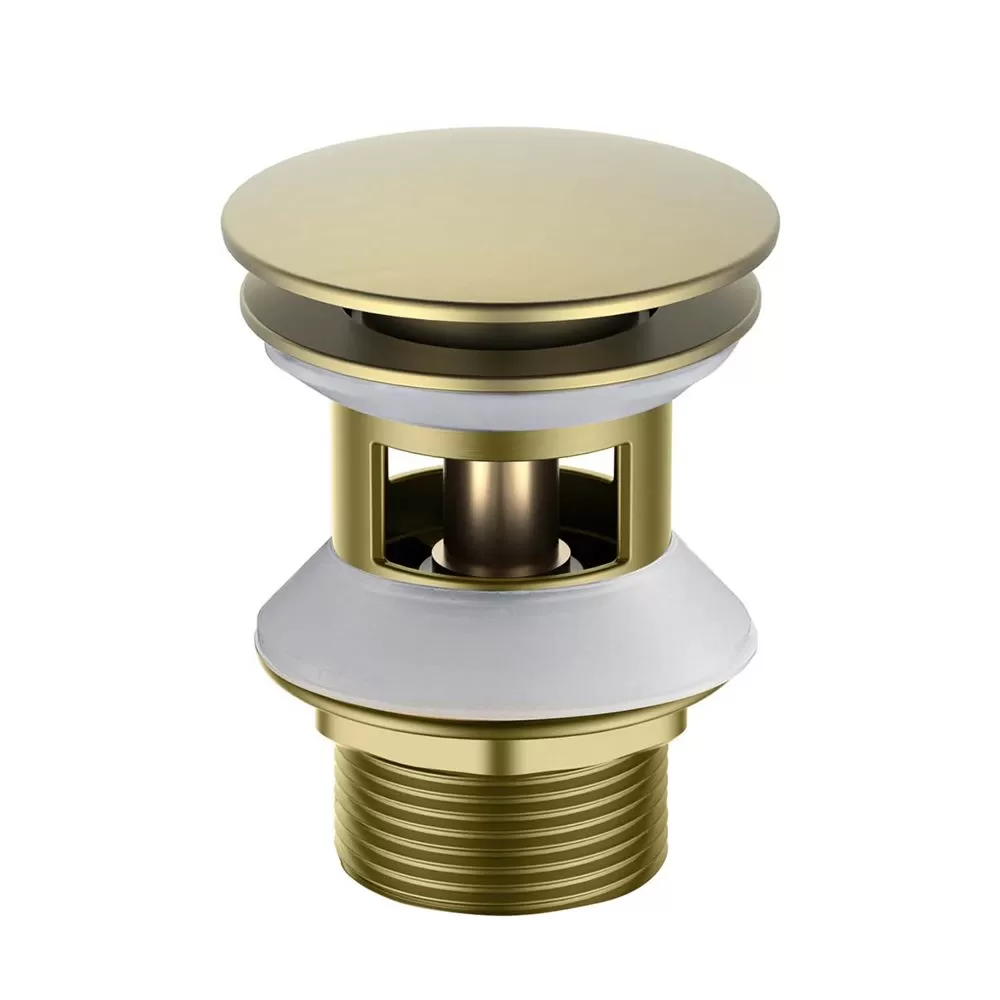 AQ6002BG сливной набор для раковины Push-open с переливом, крышка круглая, шлиф. золото