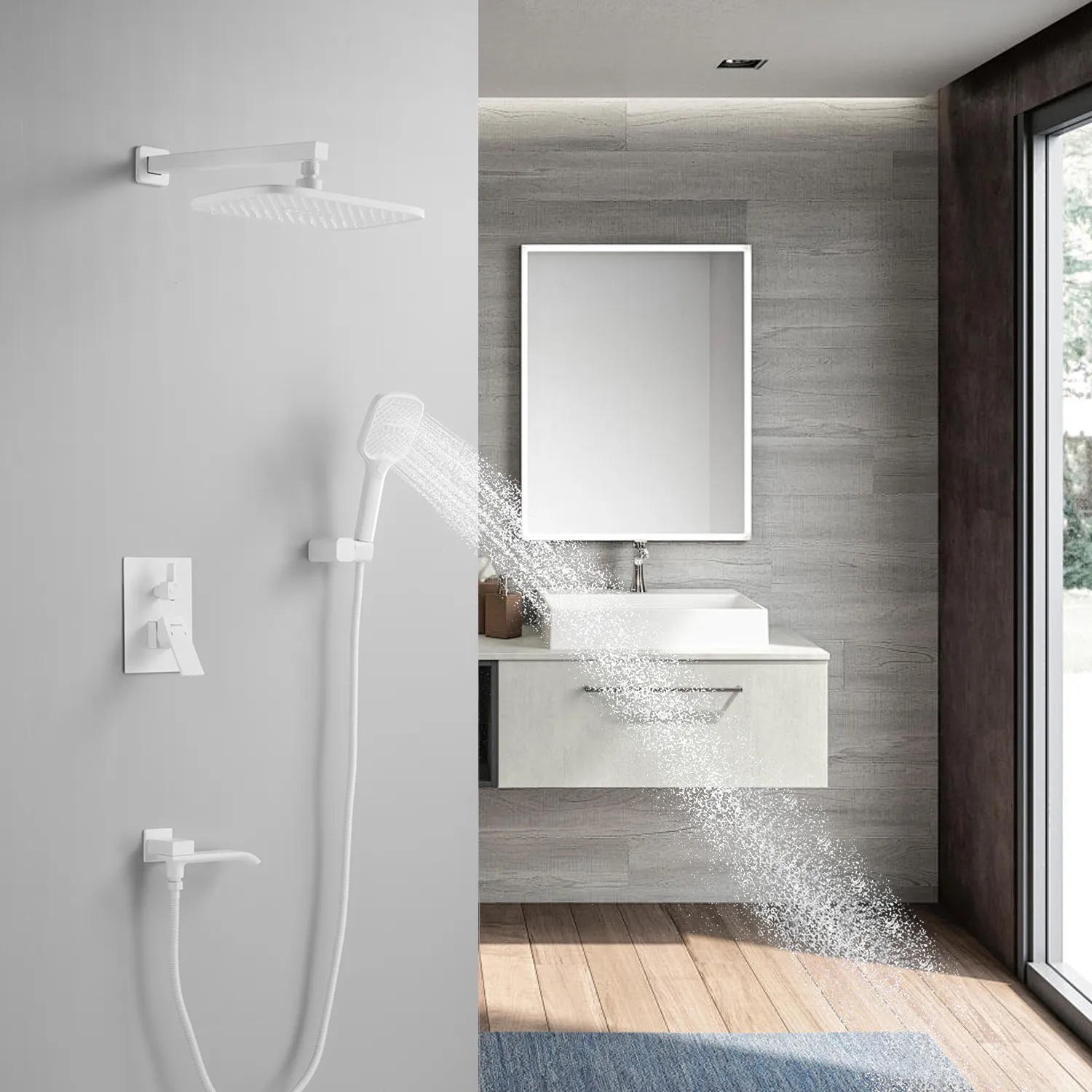 Душевая система встраиваемая Shevanik S4035C, белый