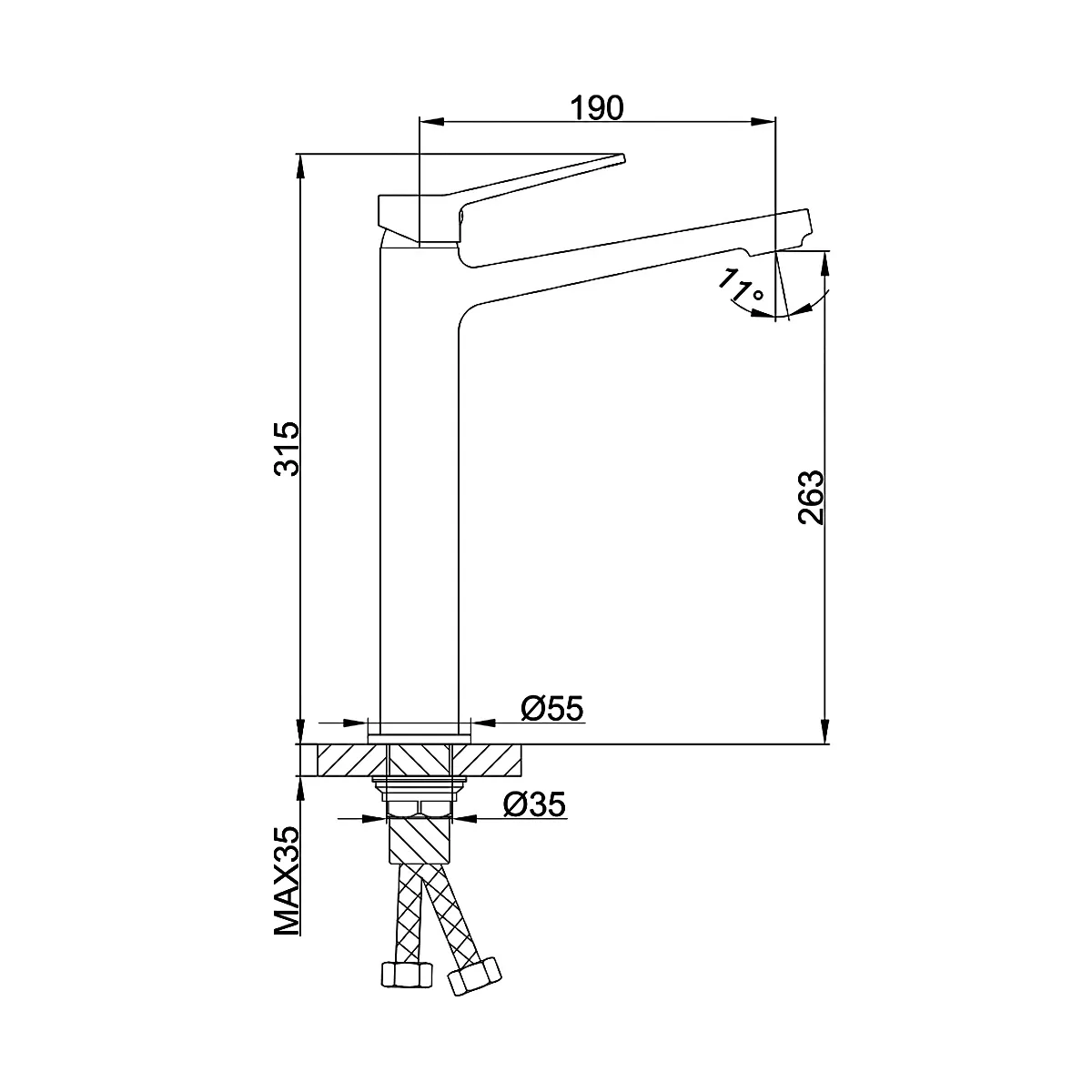 Смеситель для раковины высокий Frap F1062-2, черный