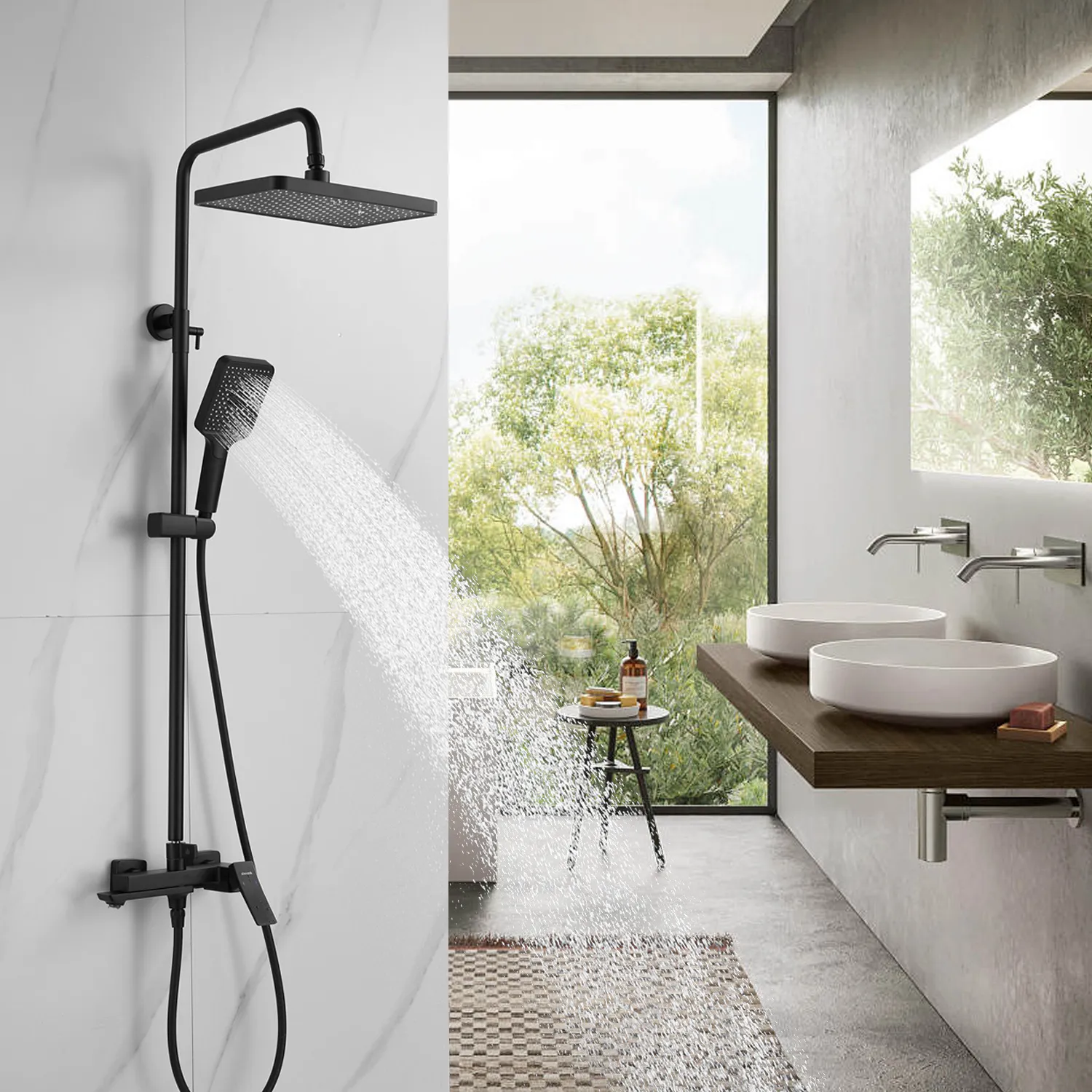 Душевая система Shevanik S4436H, черный