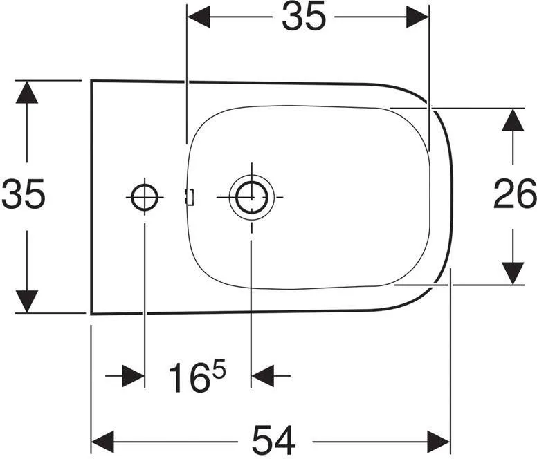 Биде подвесное стандартное Geberit Smyle Square 350x540 мм, белый (500.209.01.1)