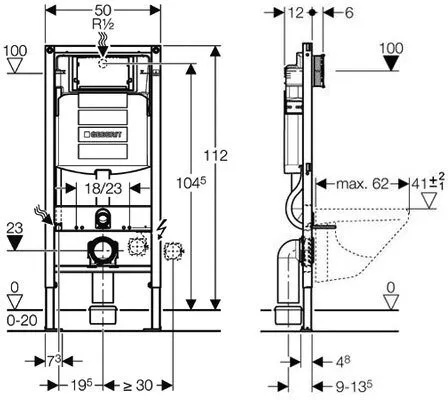 Инсталляция для подвесного унитаза Geberit Duofix UP320 Sigma 12 (111.300 00.5)
