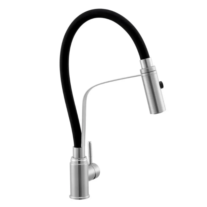 Смеситель для кухни с гибким изливом и режимом "душ" Knotlor SS-07, сатин