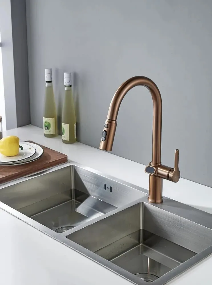 Смеситель для кухни с индикатором температуры Knotlor KN-100/RB, бронза