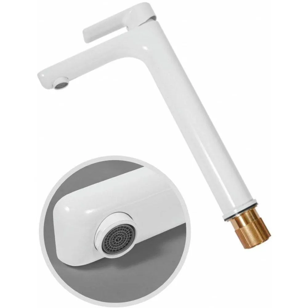 Смеситель для раковины высокий Hansberge H2099WW, белый