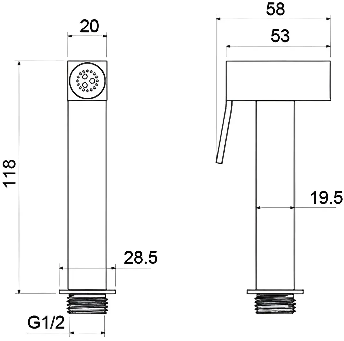 Гигиенический ручной душ AQUATEK, матовый черный AQ2058MB