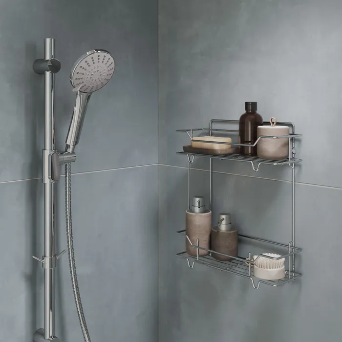 Полка двухъярусная прямая Milardo Grid проволока стальная, хром (GRICS2CM44)