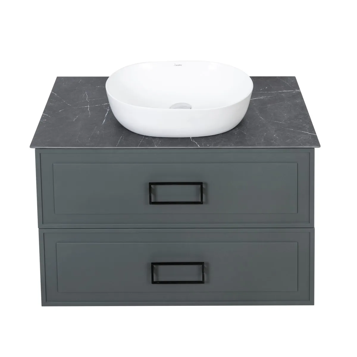 Тумба под раковину подвесная La Fenice Cubo TWIN FNC-01-CUB-G-80-2, серо-зеленая