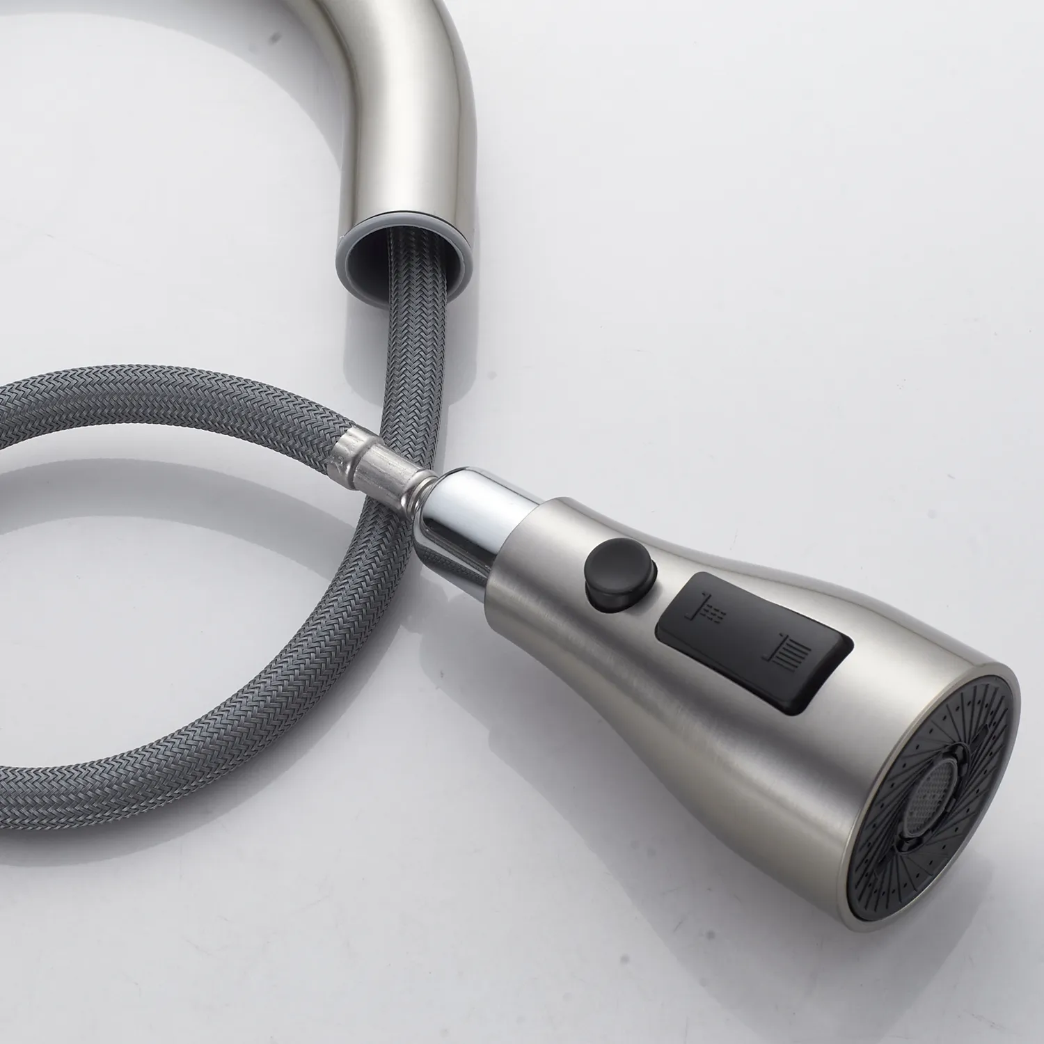 Смеситель для кухни с выдвижным изливом Shevanik S363L, сатин