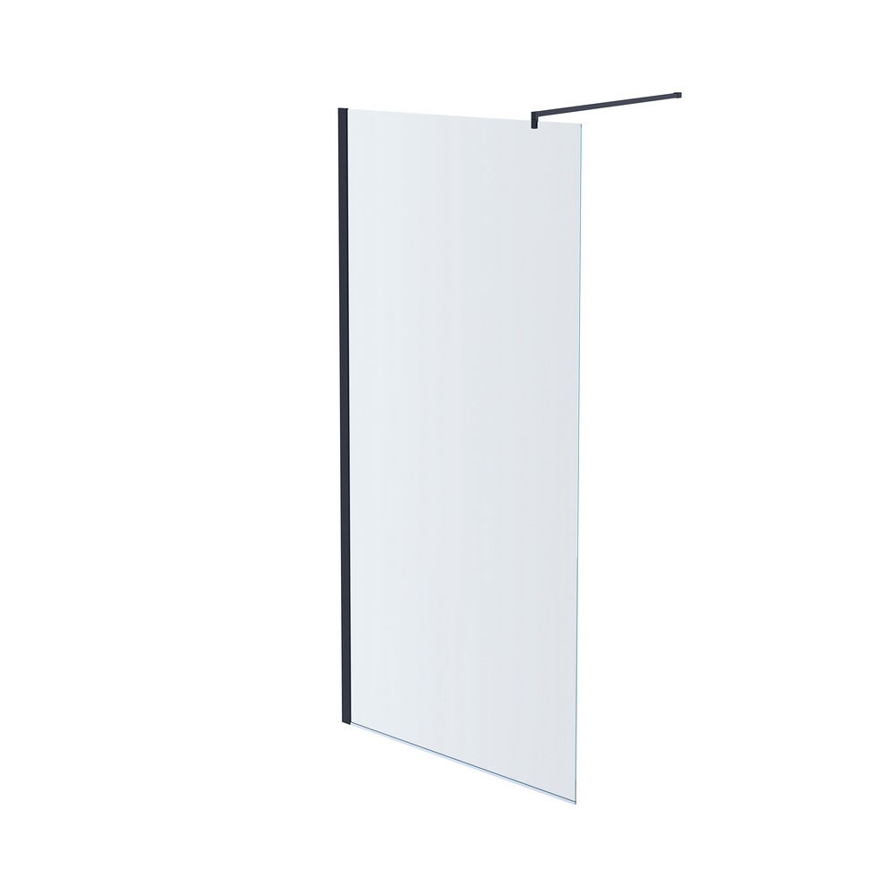 AQ WIW 10020BL Душевая перегородка AQUATEK Walk in с держателем 1000x2000 профиль черный, стекло прозрачное