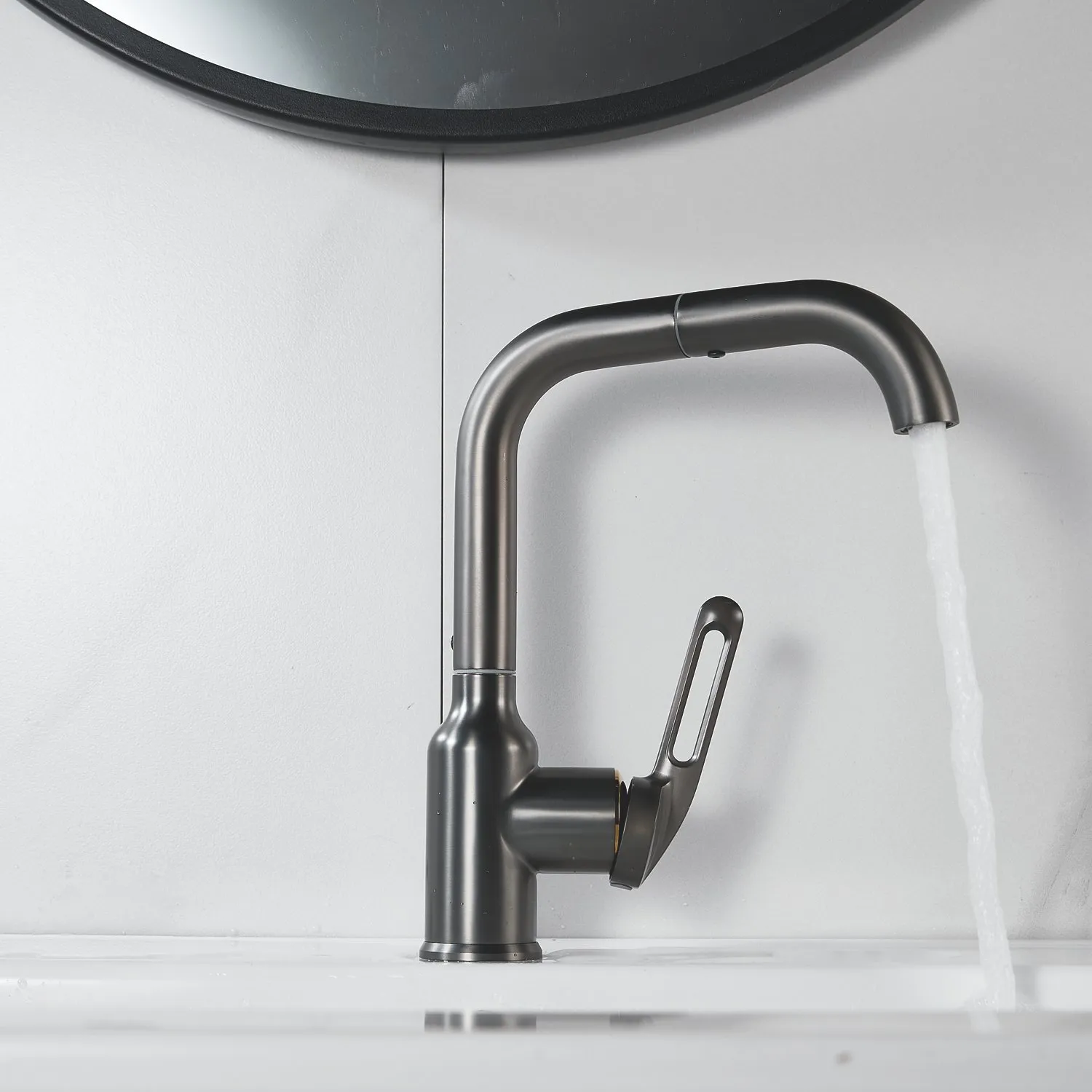 Смеситель для раковины Raffine F201T, оружейная сталь