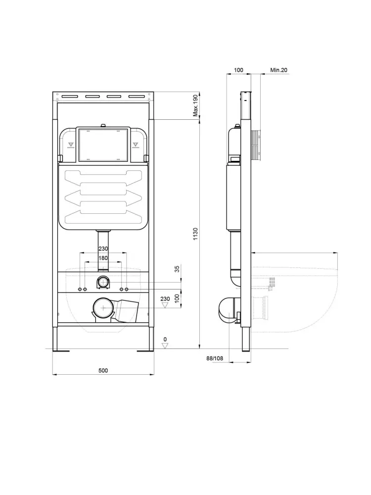 SET AQUATEK ПОЛАРИС-055 (рама AQUATEK INS-0000010 + унитаз ПОЛАРИС AQ0700-00 с тонким сиденьем soft-close + панель KDI-0000055)
