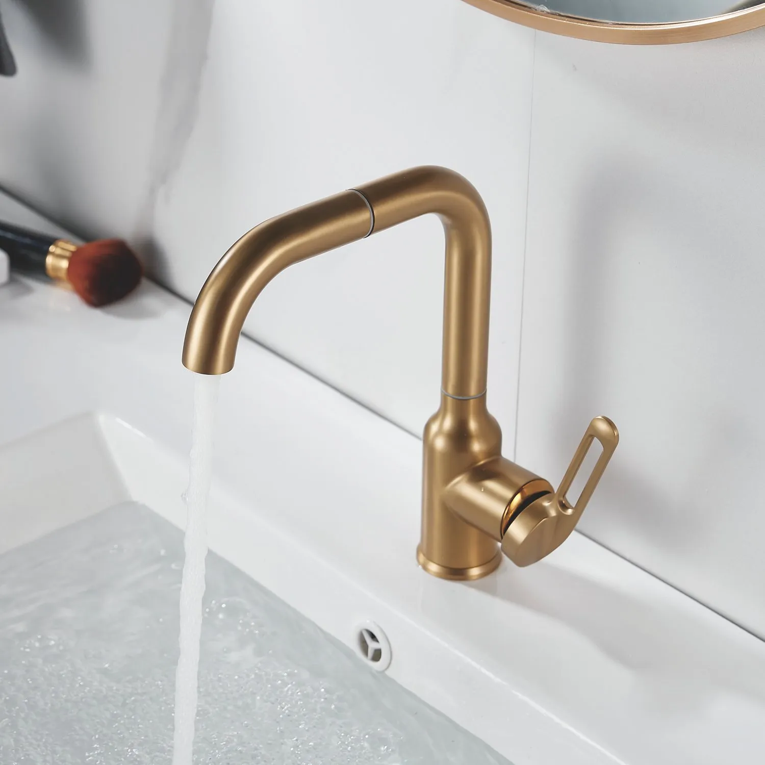 Смеситель для раковины Raffine F201G, золотой сатин