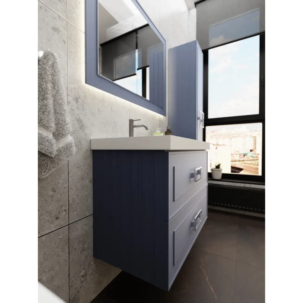 Тумба под раковину подвесная La Fenice Cubo TWIN FNC-01-CUB-BG-90-2, синяя