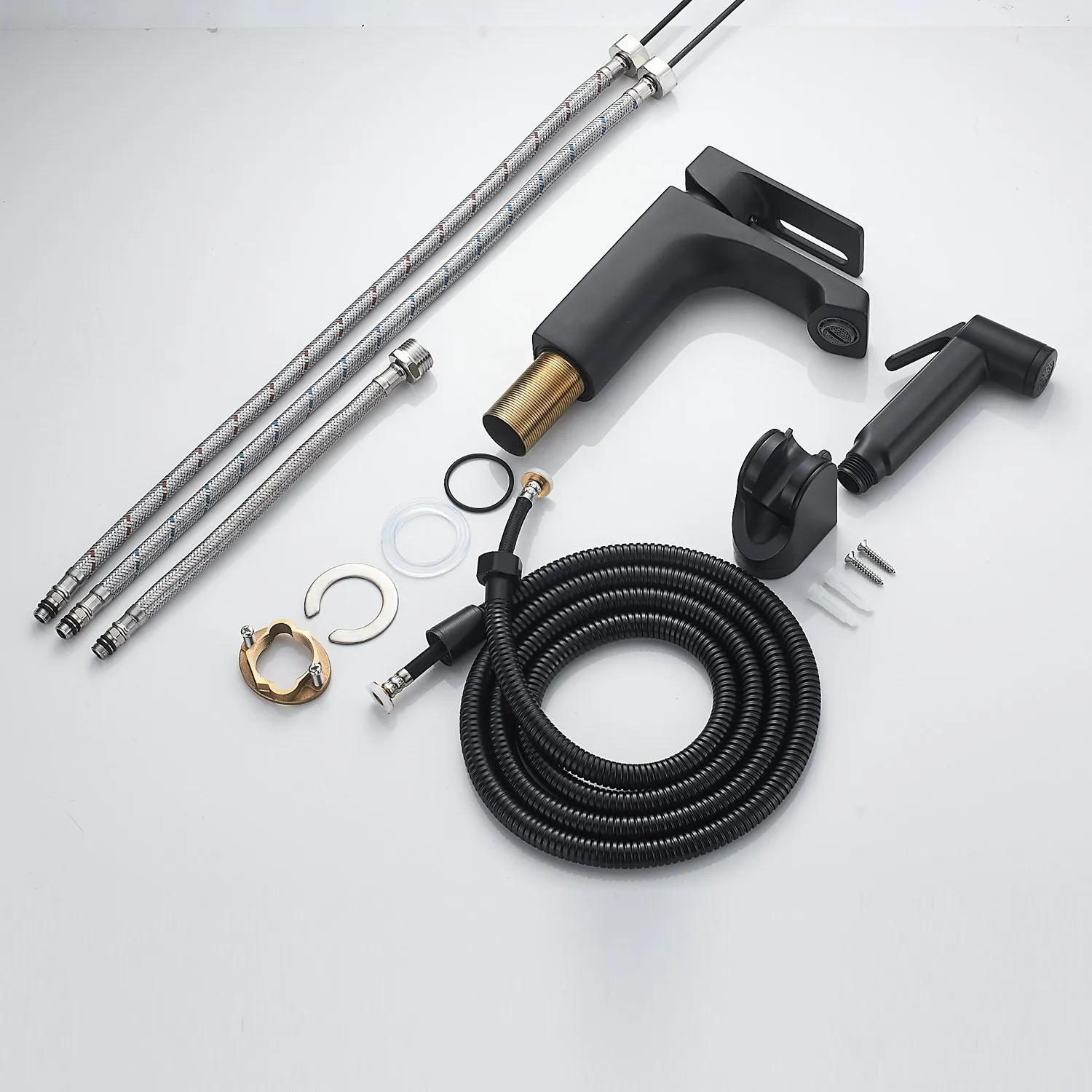 Смеситель для раковины с гигиеническим душем Raffine F171H, черный