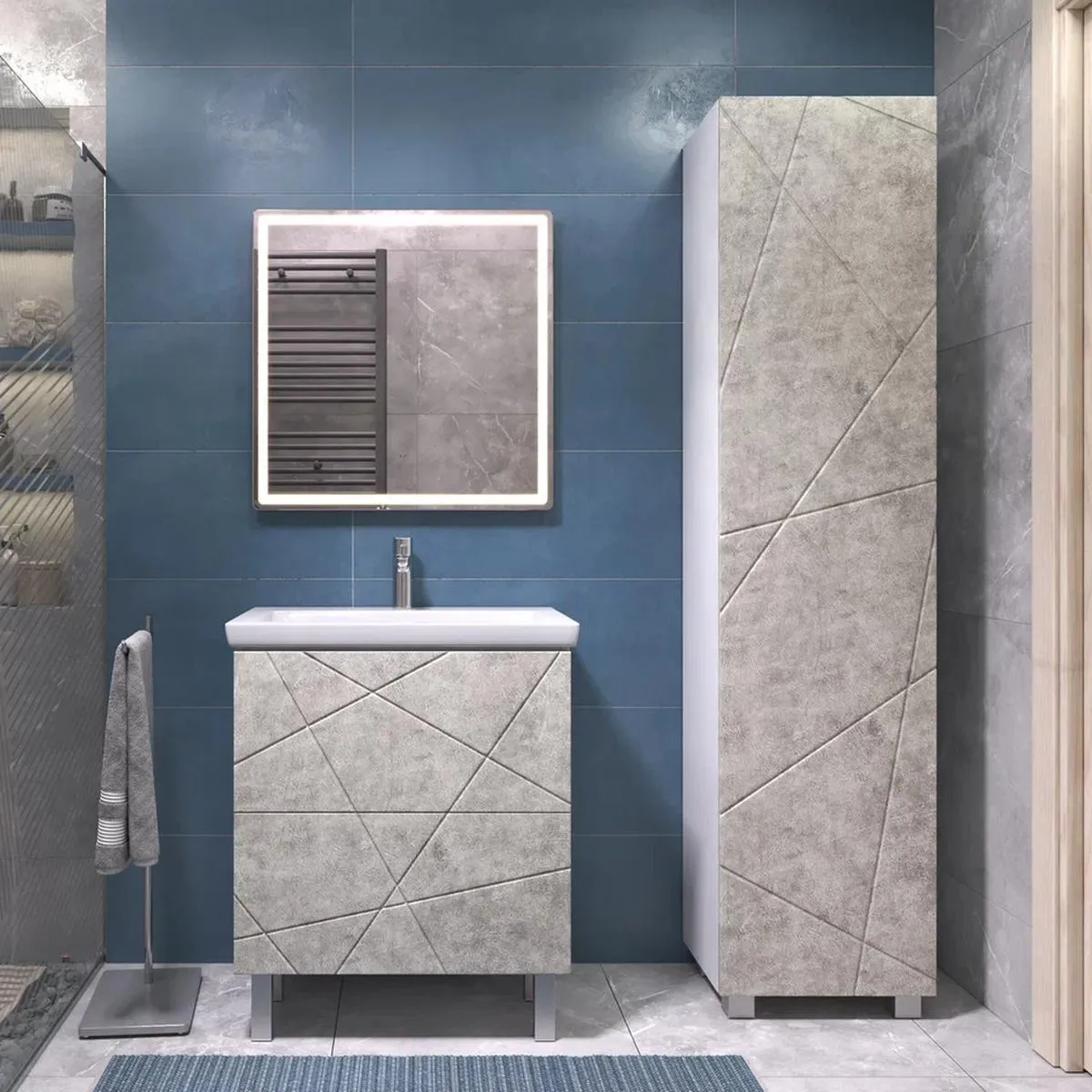 Тумба с раковиной напольная VIGO Geometry 016 бетон, 70 см