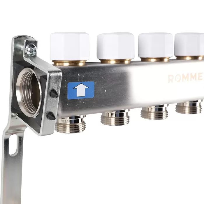 Коллектор Rommer 1"x3/4" на 5 контуров с расходомерами и запорными клапанами (RMS-1201-000005)