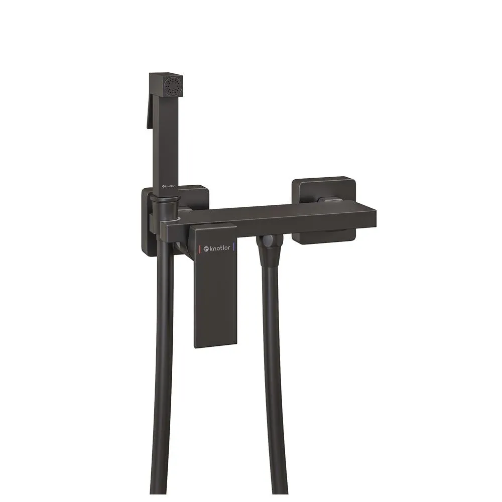 Гигиенический душ со смесителем Knotlor FHS02S0GM, вороненая сталь