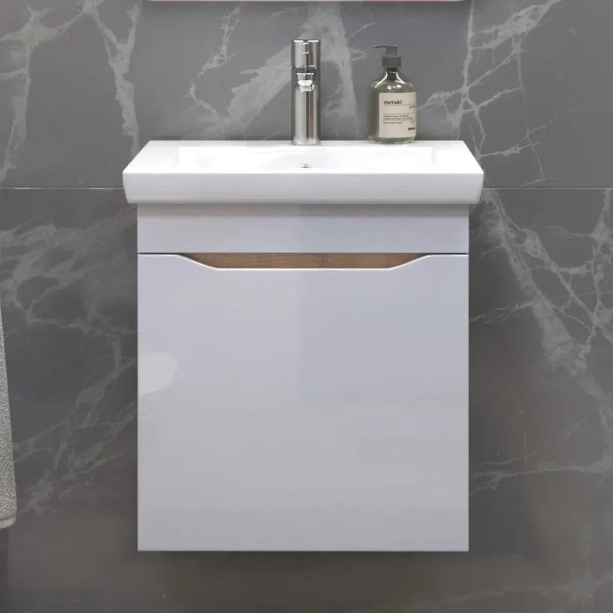 Тумба с раковиной подвесная VIGO Grani 028 дуб золотой, 50 см