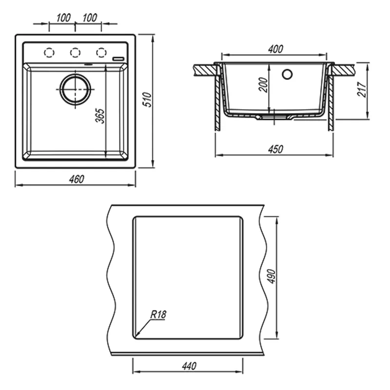 Кухонная мойка Florentina ЛИПСИ 20.280.B0460.305, грей