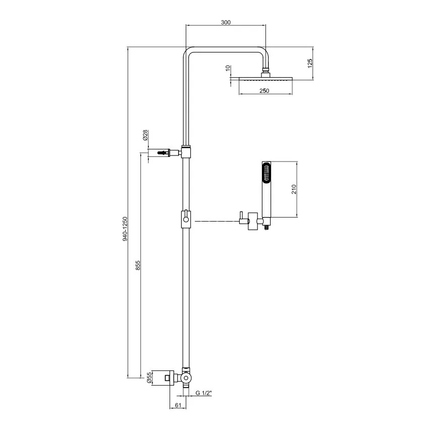 Душевая система с термостатом Webert Elio EL980515560METAL, черный