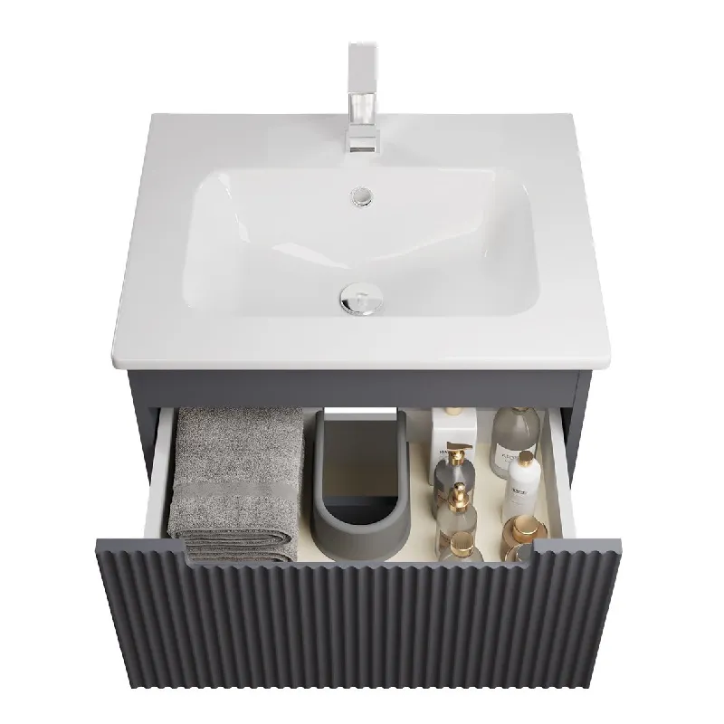 Тумба под раковину подвесная Dreja Euphoria 60 см, серый базальт