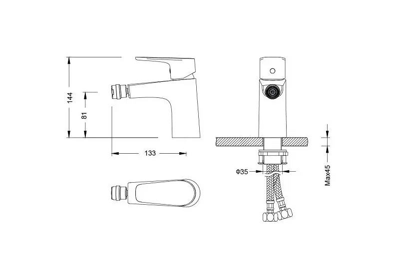 AQ1118BGM БЕТТА смеситель для биде, шлиф. черный хром