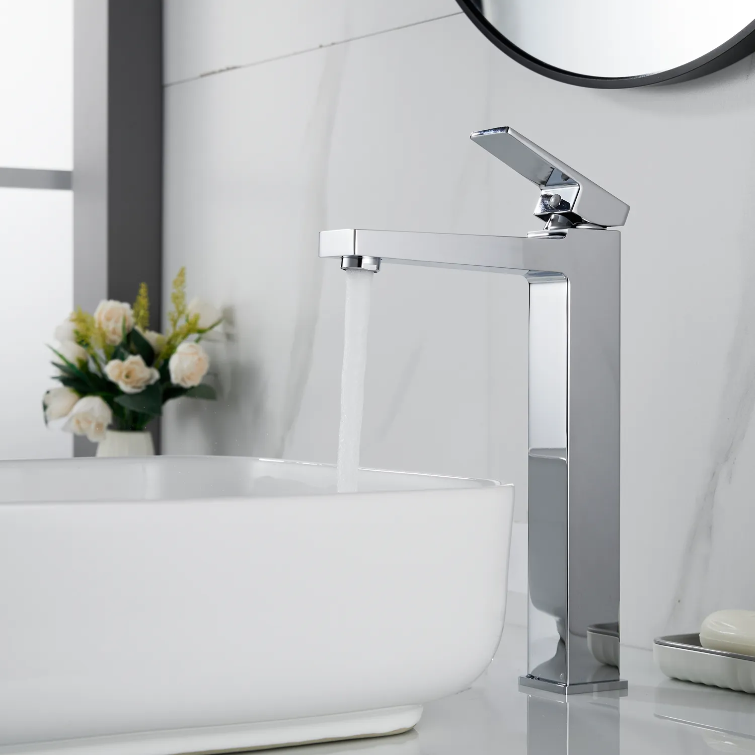 Смеситель для раковины высокий Rose R2811, хром