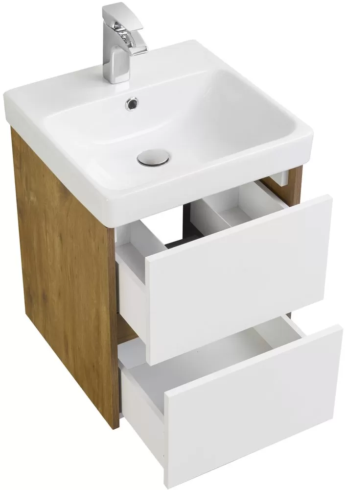 Тумба под раковину Aquaton Сканди 45 белая, дуб рустикальный 1A251601SDZ90