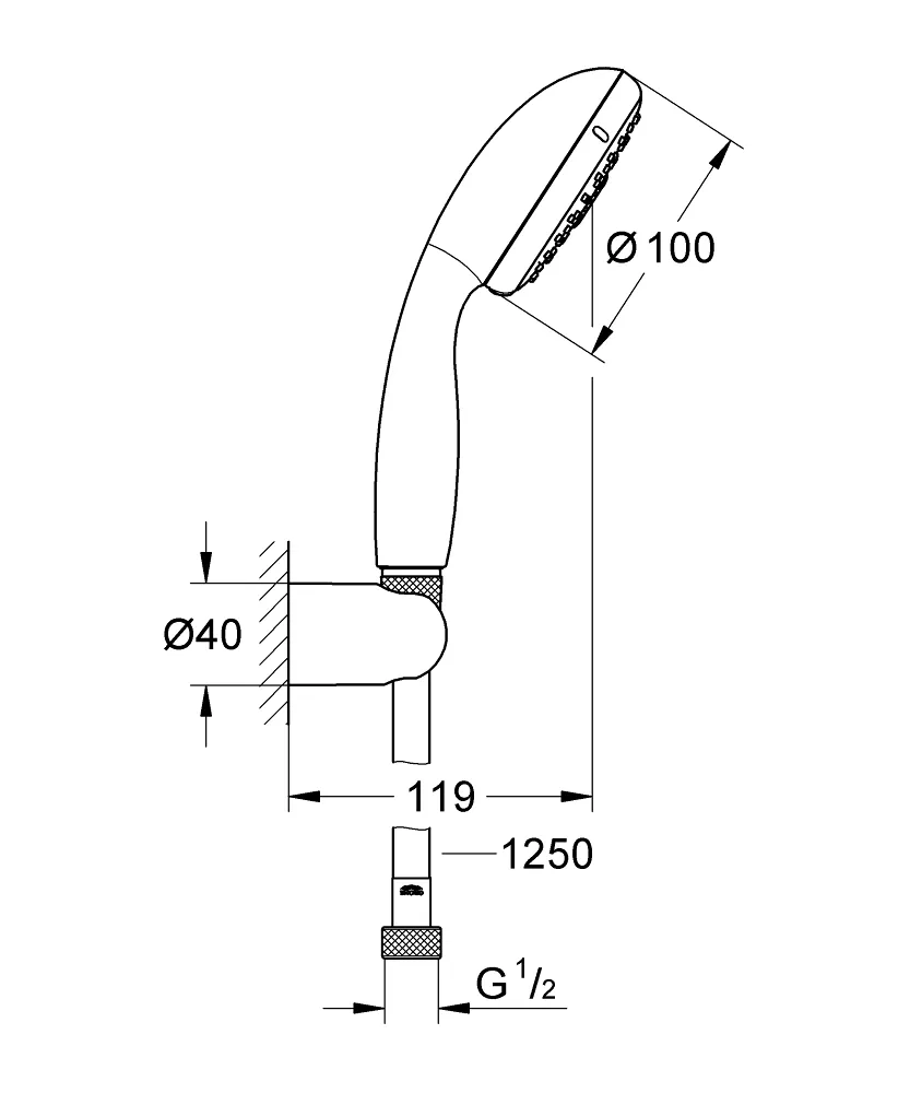 1000190 Набор GROHE Tempesta: верх душ 250 с душ кроншт 380 мм (26668000), смесит BauEdge (29079001), набор с руч душем, излив для ванны 170 мм, хром