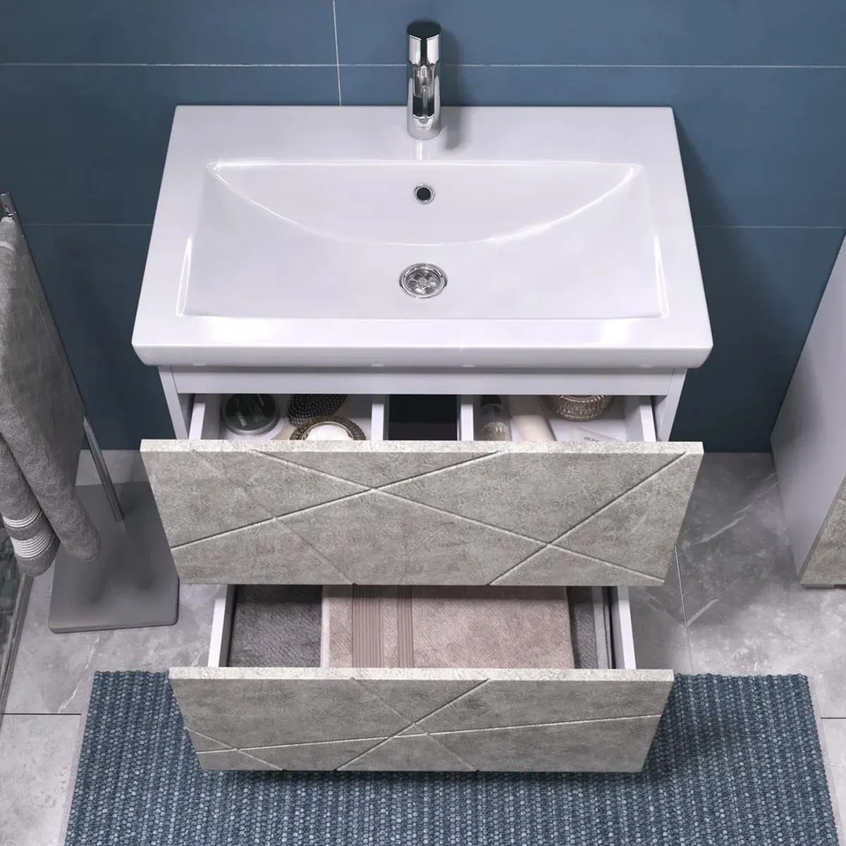 Тумба с раковиной напольная VIGO Geometry 016 бетон, 70 см