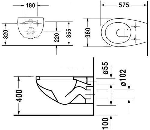 DURAPLUS Комплект 2547090000 Унитаз подвесной Colomba 360 x 575 mm + 0064190096 DURAPLUS Сиденье Soft Close