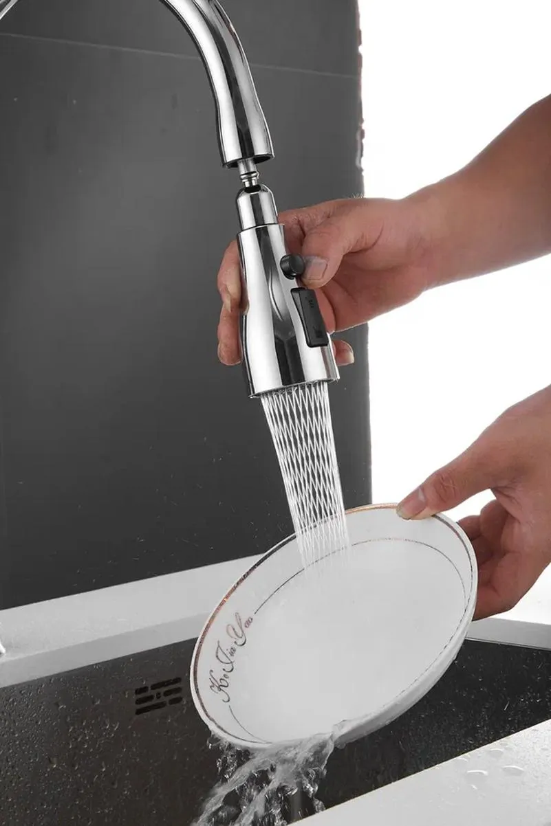 Смеситель для кухни с выдвижным изливом Shevanik S163, хром