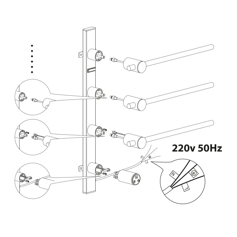 Полотенцесушитель электрический, встроенный Timo Saona черное золото (030/18SM)