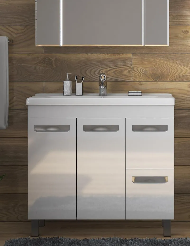 Тумба с раковиной напольная VIGO Plaza tn.PLA.MIR.80.2D.2Y, 80 см