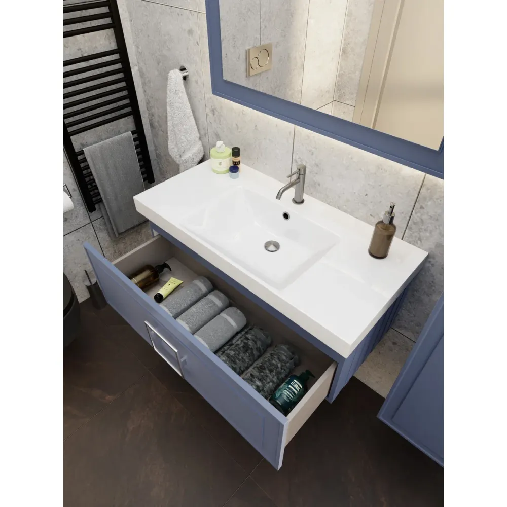 Тумба под раковину подвесная La Fenice Cubo FNC-01-CUB-BG-100, синяя