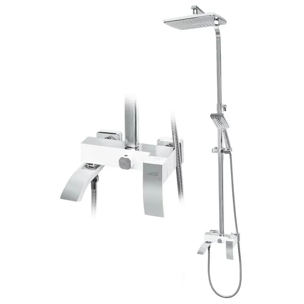 Душевая система Hansberge H5077W1, белый/хром