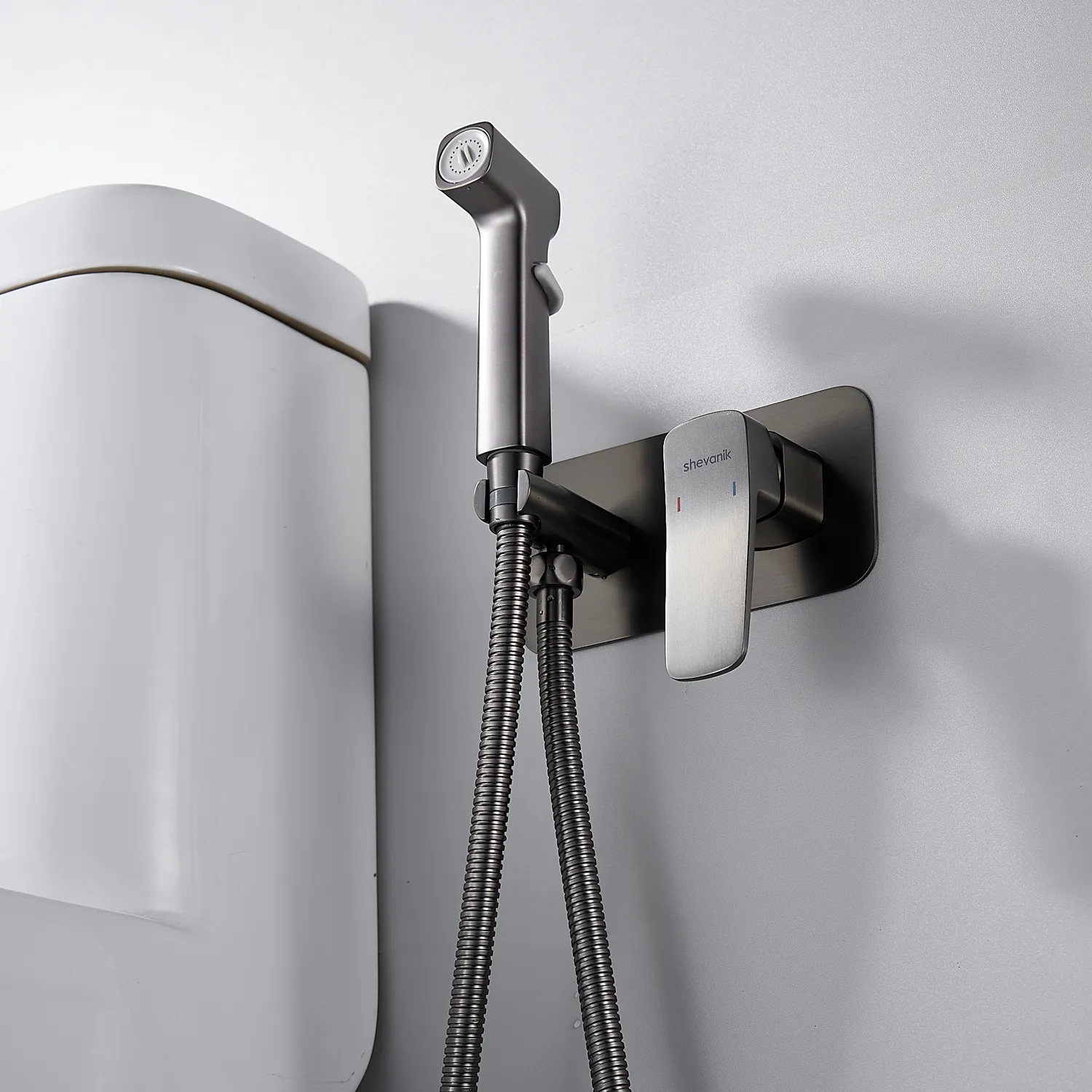 Гигиенический душ со смесителем Shevanik S9905T, оружейная сталь