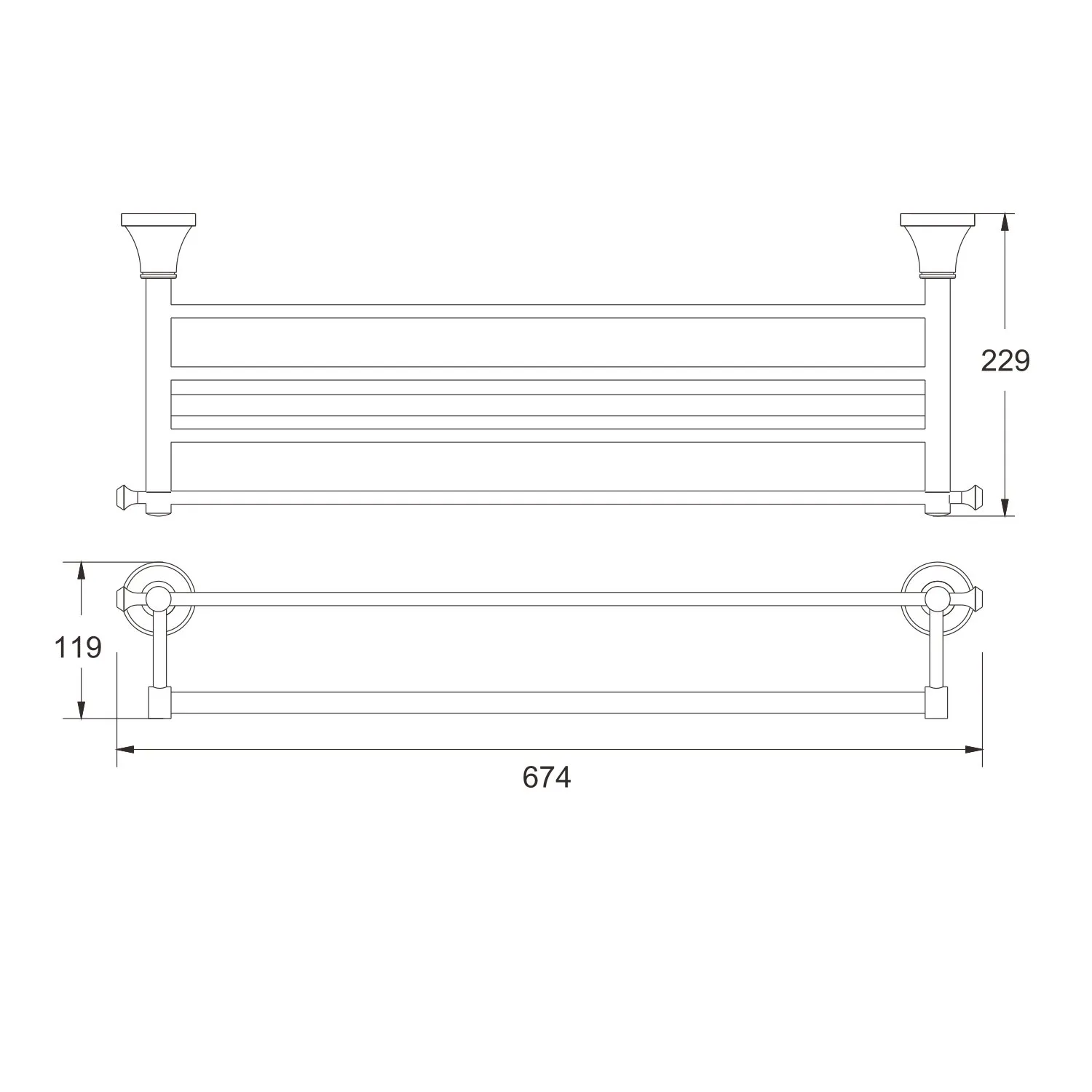 Полка для полотенец Rose RG1908H, черный