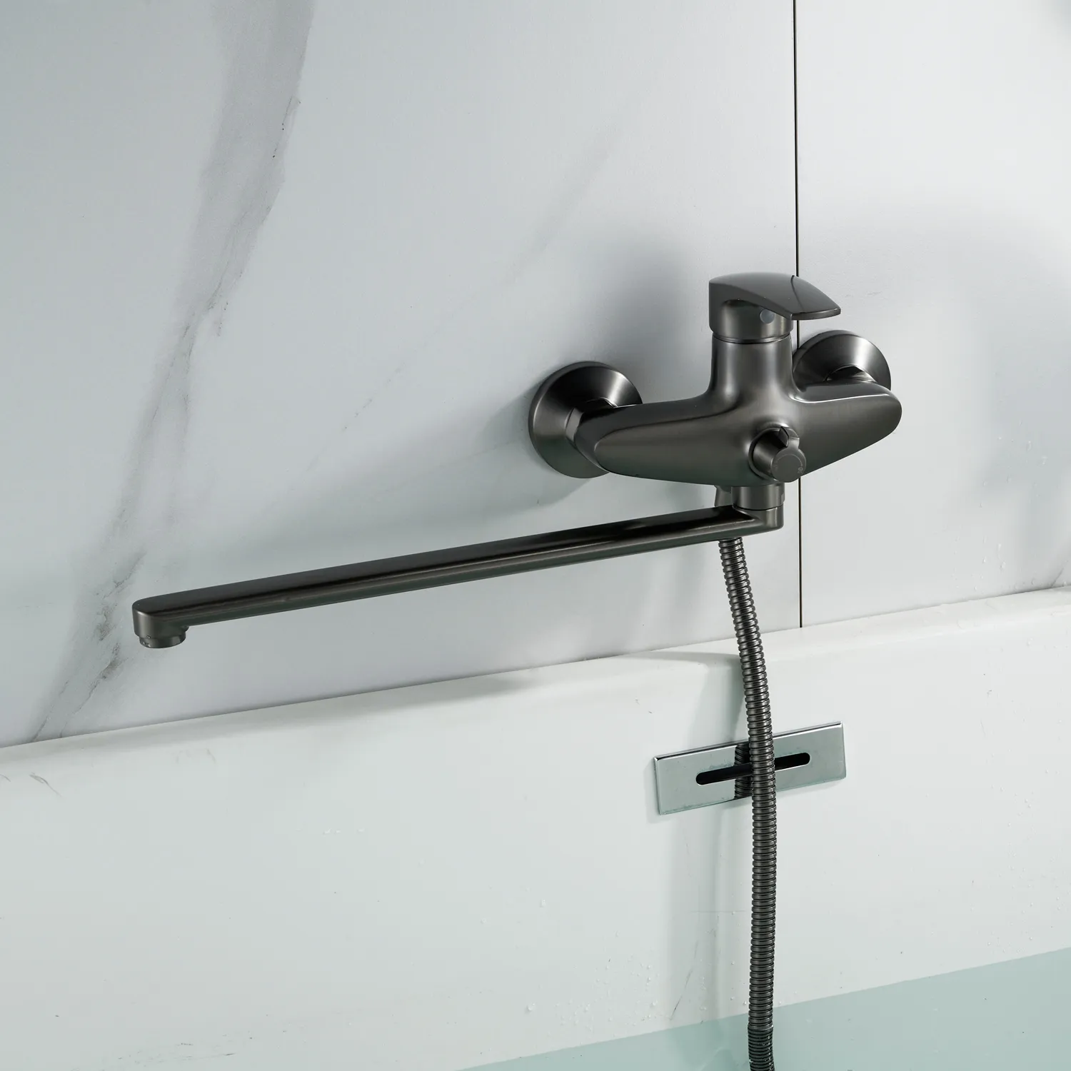 Смеситель для ванны Shevanik S5022T, оружейная сталь