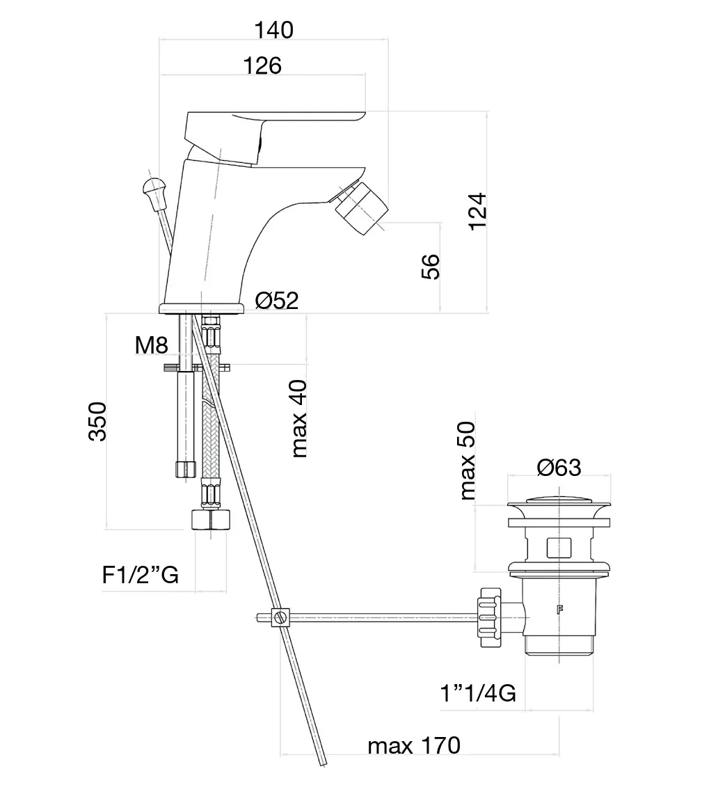 Смеситель для биде Fiore KEVON CHIC 81YX8130, хром/желтый