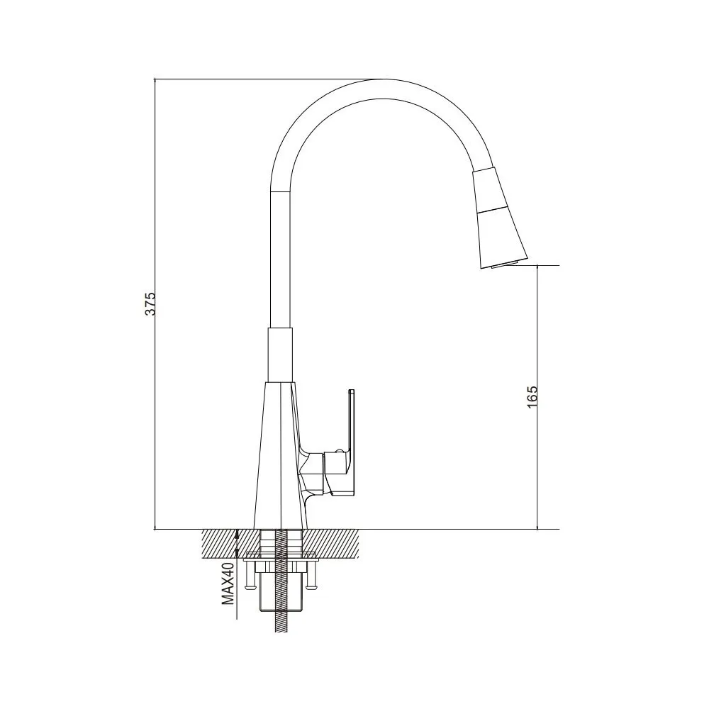 Смеситель для кухни с гибким изливом Raffine F313T-3, оружейная сталь