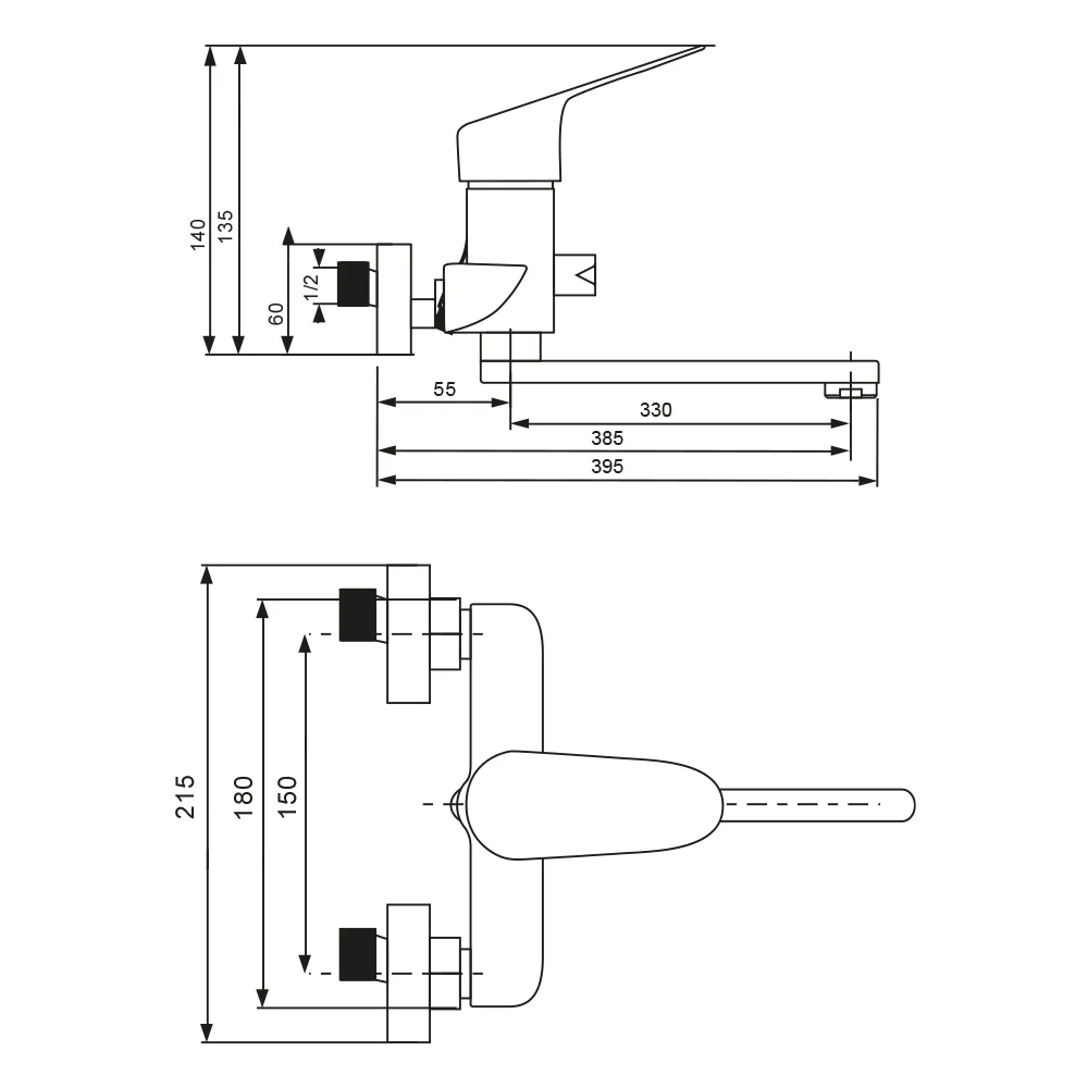 Смеситель для ванны WesnaArt NOVA NOV03-320, хром