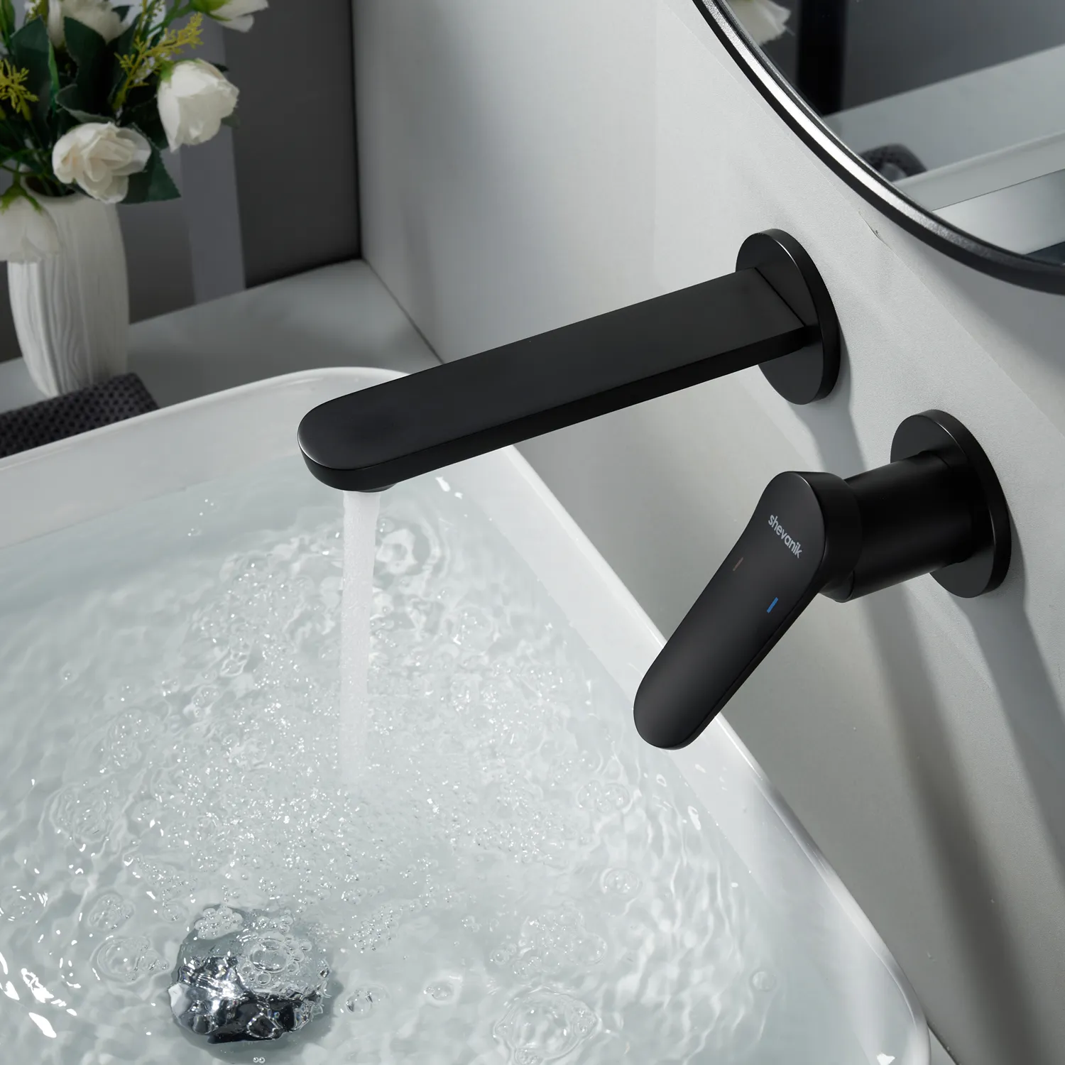 Смеситель для раковины встраиваемый Shevanik S4341H, черный