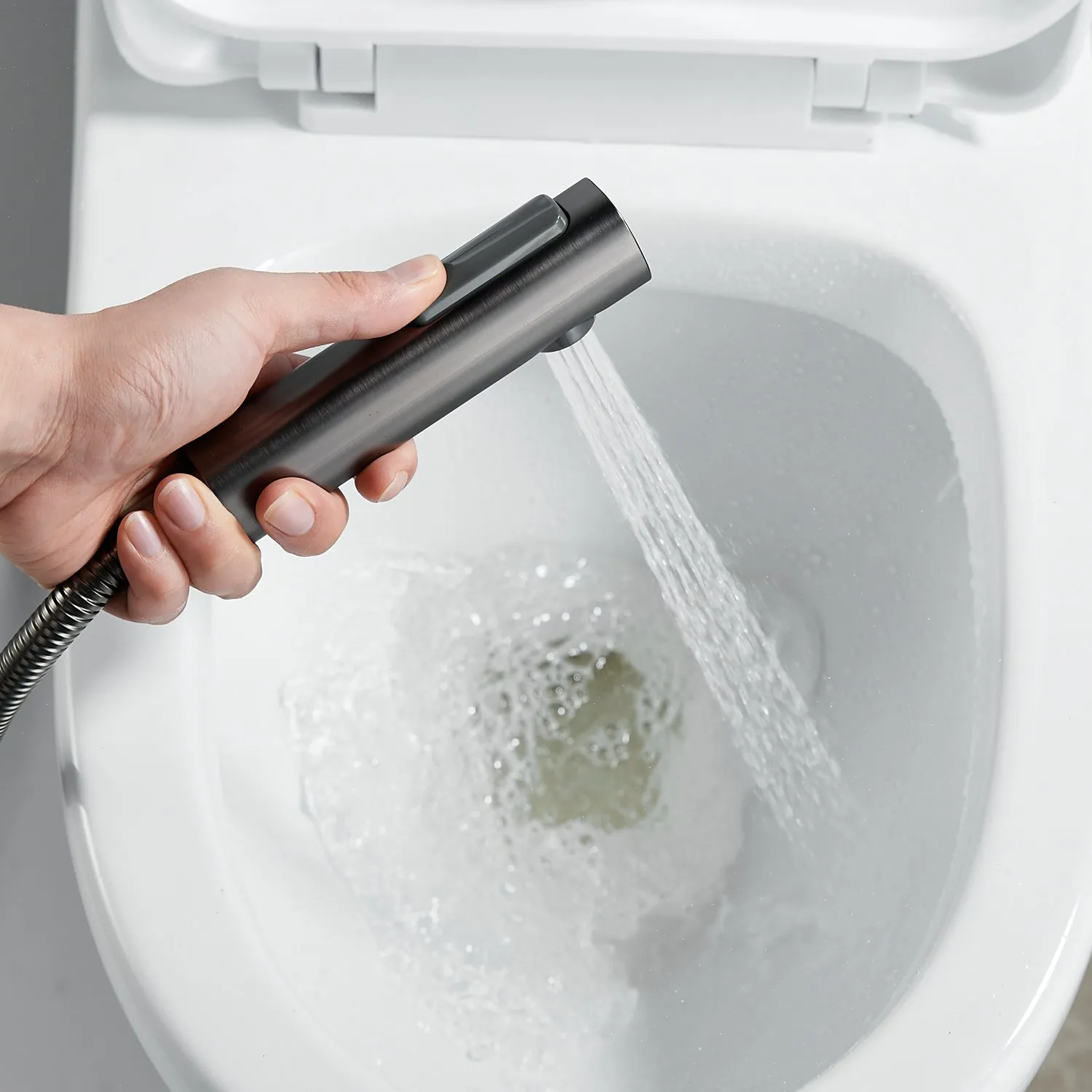 Гигиенический душ со смесителем Shevanik S9605T-1, оружейная сталь