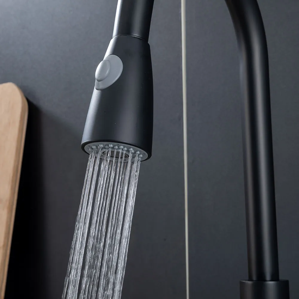 Смеситель для кухни с выдвижным изливом и режимом душ FRAP F60991-6, черный