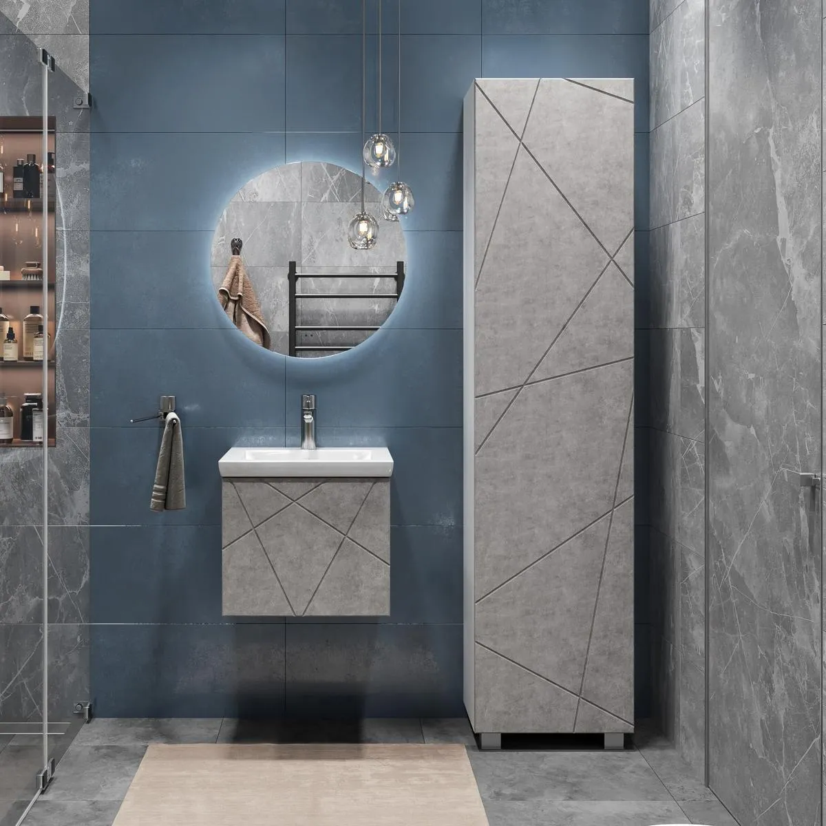 Тумба с раковиной подвесная VIGO Geometry 032 бетон, 50 см