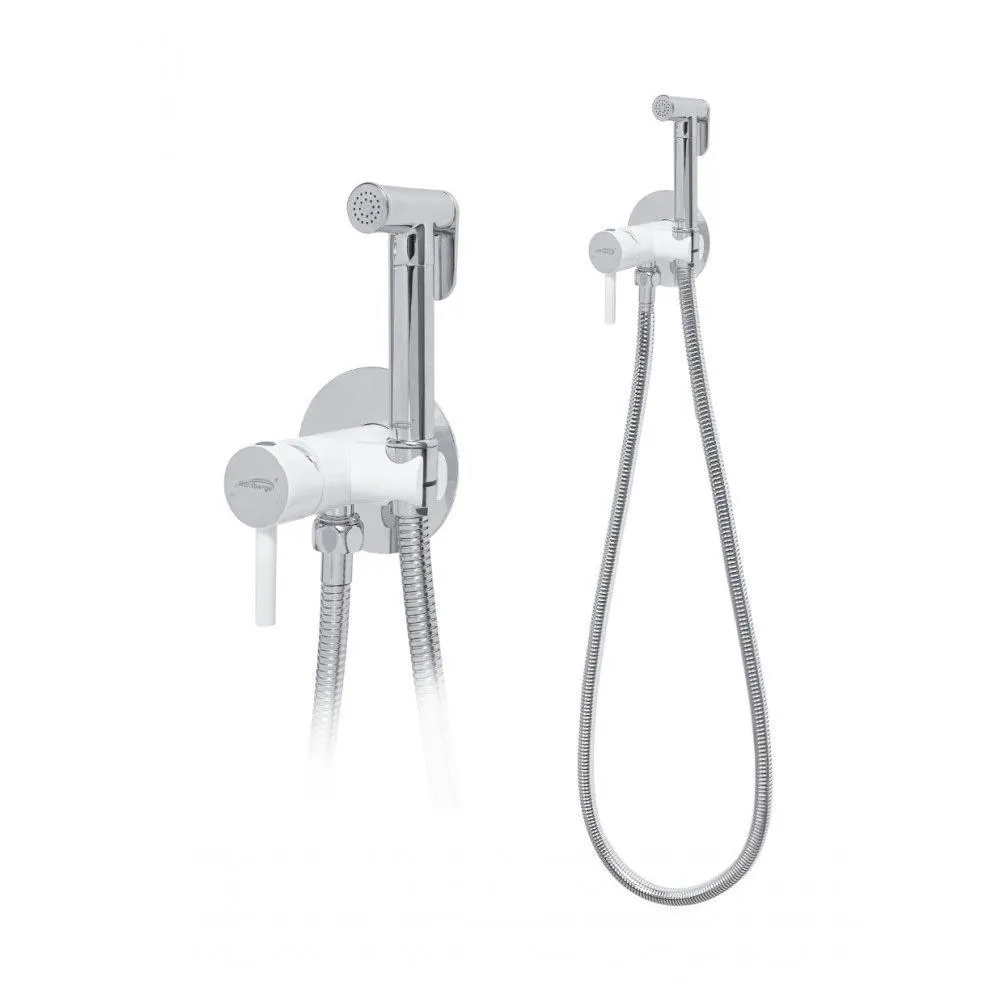 Гигиенический душ со смесителем встраиваемый Hansberge H3099W, хром/белый