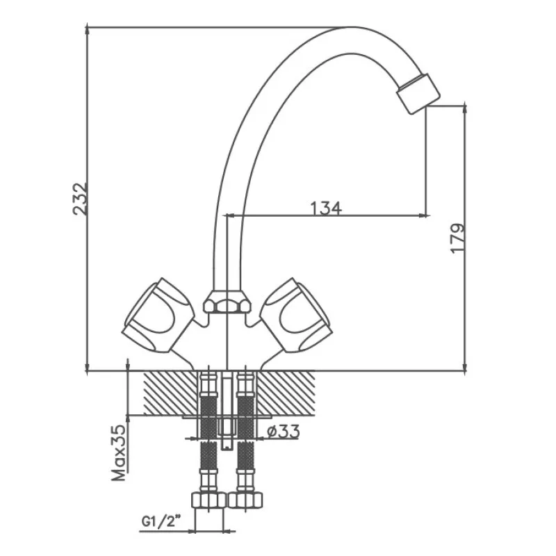 Смеситель для кухни Cron CN4109, хром