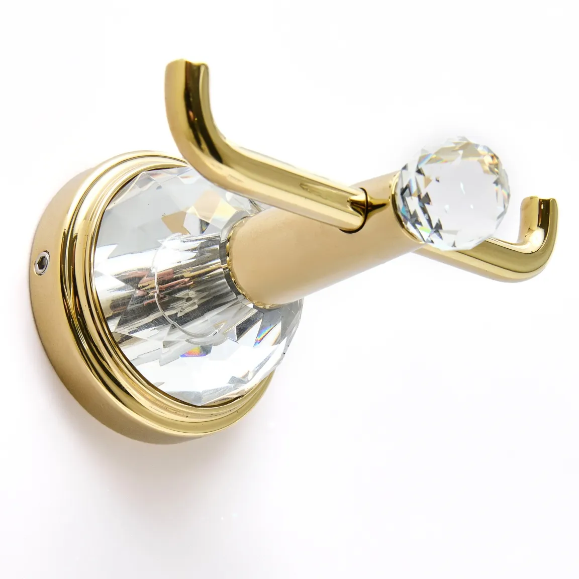 Крючок настенный для халатов и полотенец золотой с кристаллами SWAROVSKI BRAVAT (D7283G-SW)